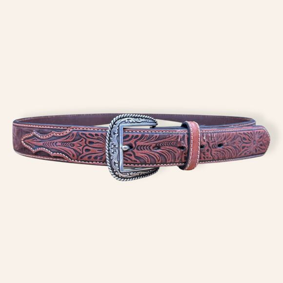 Ariat Floral Tooled Leather Belt 2007| Ltd. Ed | Western Size Large (38) - Picture 1 of 8